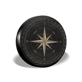 Compass Rose Black Spare Tire Cover UV Sun Wheel Covers Fit for Trailer, RV, SUV and Many Vehicle 15 Inch