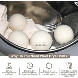 Dryer Balls, Balls for Dryer, Laundry Balls for Dryer Reusable 6P Reducing Clothing Wrinkles,Saving Drying Time and Fabric Fluffier