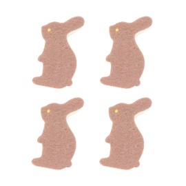 4 Pieces Rabbit Shape Kitchen Cleaning Sponge Double-Sided Multi-Use Scrub Sponge Dish Sponge for Heavy Duty Scouring Pads Kitchen Furniture Dish Bathroom (Brown Rabbit sponges)