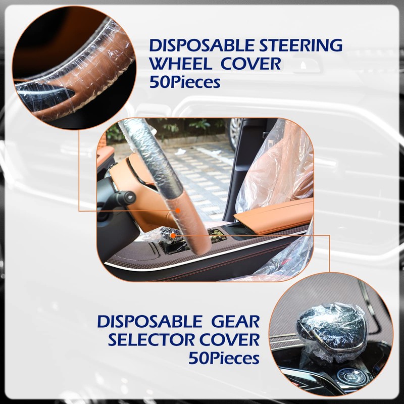 Tallew 250 Pcs Disposable Car Seat Covers Clear Plastic Car