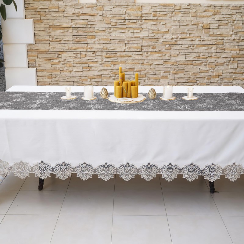 ABOOFAN Snowflake Table Runner Christmas Decorative Tablecloth Xmas Table Runner