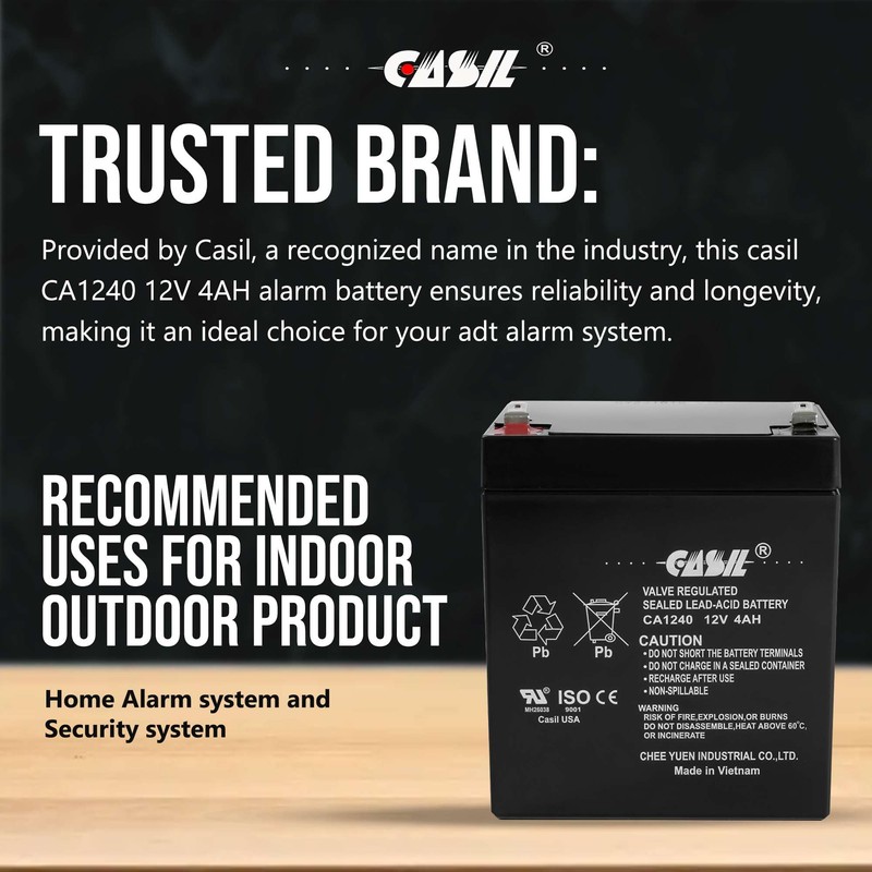 Casil CA-1240 12V 4AH Alarm System Battery Back Up Vista