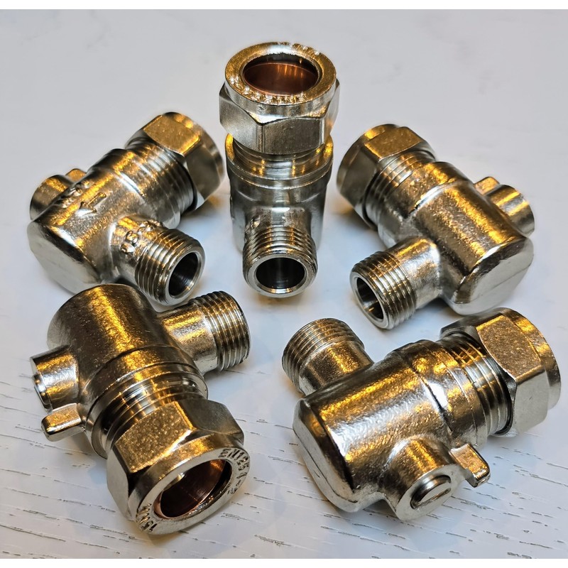 TC Chrome 15mm x 3/8" Angled Flat Faced Isolating Valve