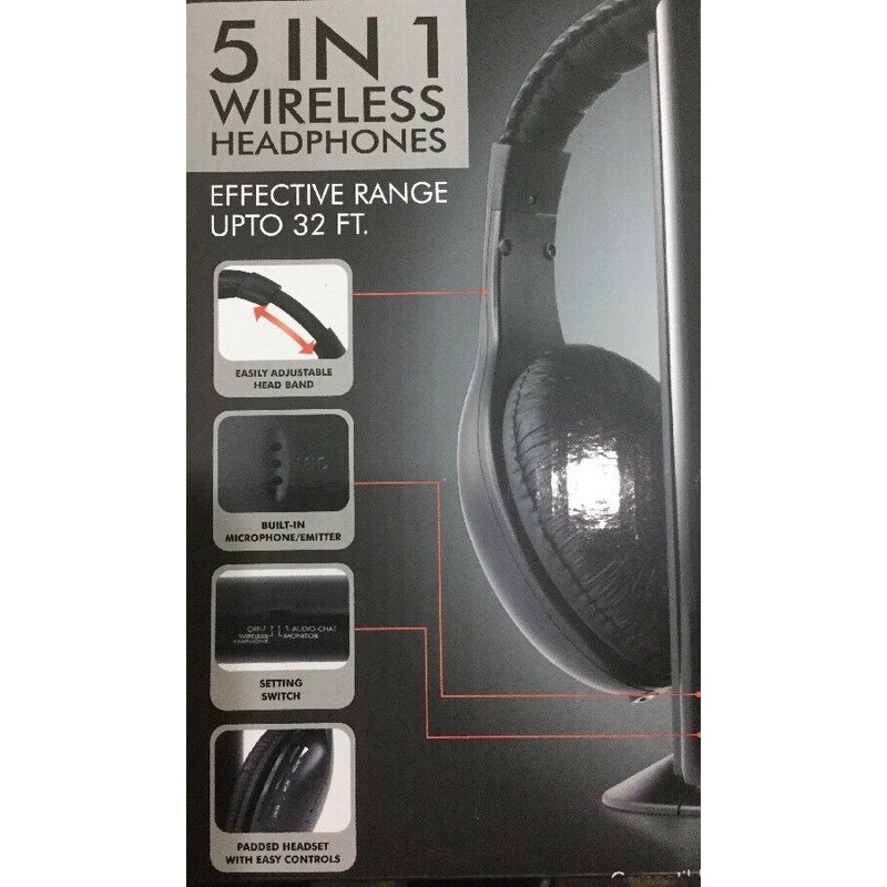 WIRELESS HEADPHONE TV 5 IN 1 FINE LIFE AUDIO FM