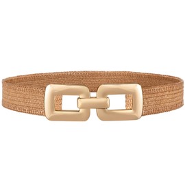 LEACOOLKEY Woven Straw Waist Belt for Women Boho Belt for Dress Braided Wide Stretch Belt