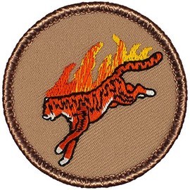 Flaming Cheetah Patrol Patch - 2" Diameter Round Embroidered Patch (Sew-on)
