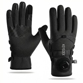 KEYSDEX Winter Motorcycle Gloves for Adult, Black, L