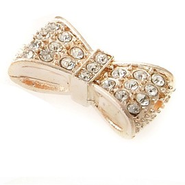 RUBYCA 20pcs Metal Cute Bow-Knot Connector Beads Crystal Inlay DIY Jewelry Making Bracelet Champagne Gold Tone