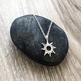 Silver Tone Sunshine Pendant Necklace Handmade