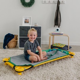 Wildkin Modern Kids Nap Mat – Soft Cotton Blend with Pillow & Elastic Straps for School & Travel - Jurassic Dinosaurs