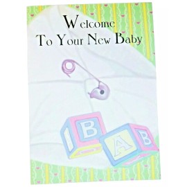 Majestic Greetings 1 New Baby Greeting Card/Envelope Boy/Girl Diaper Blocks Happy Love Joy Bundle