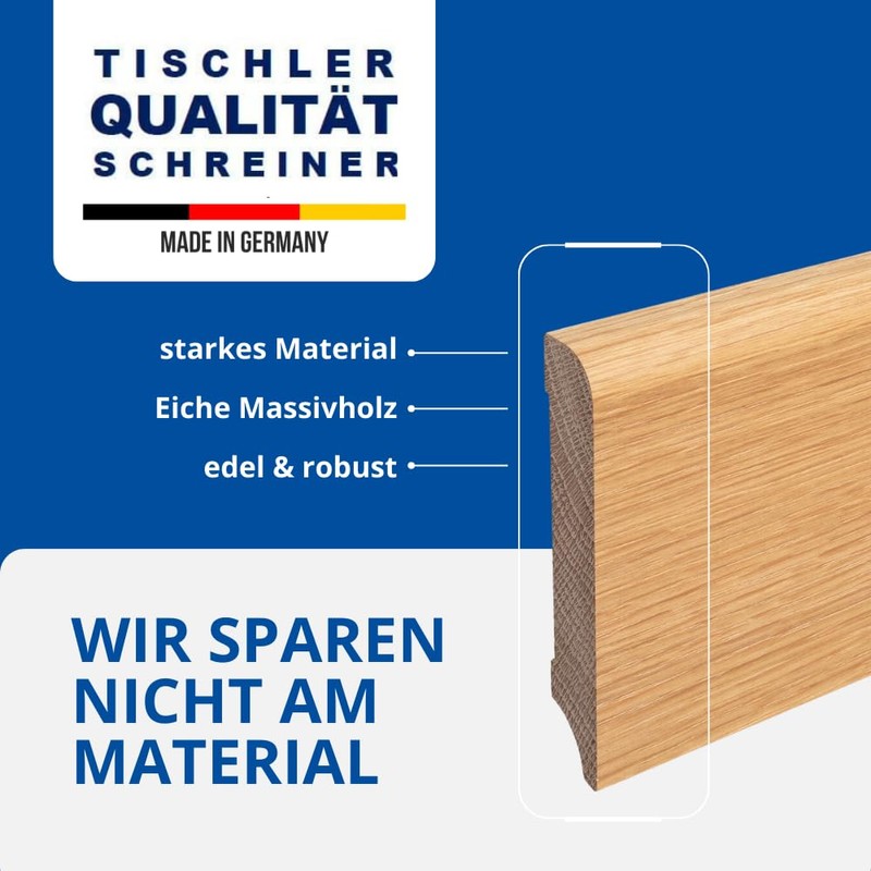 Munich Skirting Board Solid Oak Oiled Top Edge Round [Economy