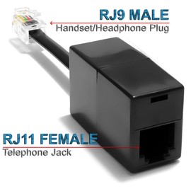 AmzPRO AmzDeals 2-Pack RJ11 to RJ9 Adapter, Female RJ11 (6P4C) Jack to Male RJ9 (4P4C) Plug