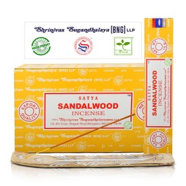 Satya Sandalwood Incense Sticks, Satya Bng Insens 15gmx12 Pack with Raajsee Insence Holder Bundle, Satya Nagchampa Natural Incence