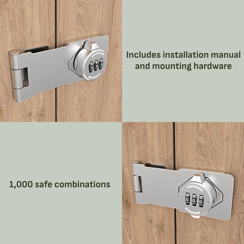 Keyless 3-Digit Combination Lock – Twist Knob Hasp Latch with
