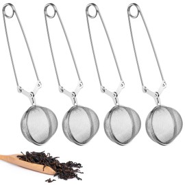 Dalephoric 4 Stück Teezange set, Teesieb für Losen Tee aus Edelstahl, Teeei in Kugelform, Feinmaschige Siebzange, Einfaches Filtern, Teezange Für Losen Tee, Zum Abfüllen von Tee, Gewürzen