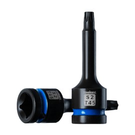 toolant Torx T45 Impact Bit Socket Set 2pcs,1/2" S2 Steel Air Drive Star Sockets, Long High Impact Bits,Professional Mechanic & Automotive Repair Socket Set