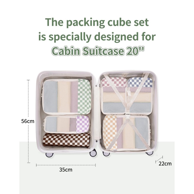 Narwey 6 Set Compression Packing Cubes for Backpack and Suitcases,