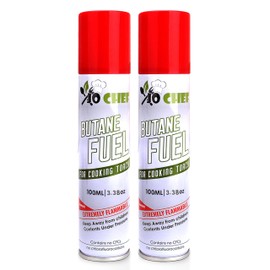 Jo Chef Butane Refill, Butane Torch Fuel Refill, Gas Lighter Fluid Refill Canister, Kitchen Blow Torch Fluid – Universal Tip – 2 Cans (3.38oz)