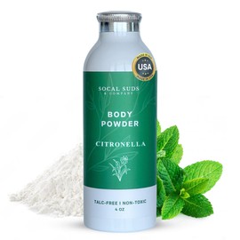 SoCal Suds & Company - Natural Body Powder Talc-Free - with Arrowroot Powder, Kaolin, Aspen Bark Extract for Soft Soothing Delicate Skin - 4oz, 1-Pack