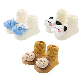 FZSECRIU 3 pairs of rattle socks baby 0-6 months, baby gift, baby socks, baby accessories 0-6 months, meaningful gifts for birth, gift birth boy, Male