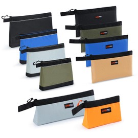 WISEPRO 10 PCS Zipper Tool Pouch, Waterproof 600D Tool Bag Storage Kit Small Electrician Tools Pouch Bag, Utility Zipper Pouches for Organizing