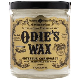 Odie’s Wax • Super Hard Wax for Wood • Works with Odie’s Oil, Odie’s Super Duper Oil and Odie’s Wood Butter for Extra Lustrous Sheen • Protection and Durability • 9 Ounce Glass Jar