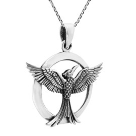 Symbol of Renewal Rising Phoenix Animal .925 Sterling Silver Necklace