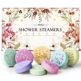 Psnli Shower Steamers Aromatherapy Stocking Stuffers 8 Scents, Christmas Gifts for Women Elegant Packaging Birthdays Gifts for Mom, Natural Essential Oil Home Spa Self Care & Relaxing