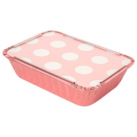 Restaurantware 16 Ounce Disposable Takeout Containers 200 Rectangle Food Containers - With Polka Dot Lids Pink Takeaway Containers Aluminum Delivery Containers Freezable