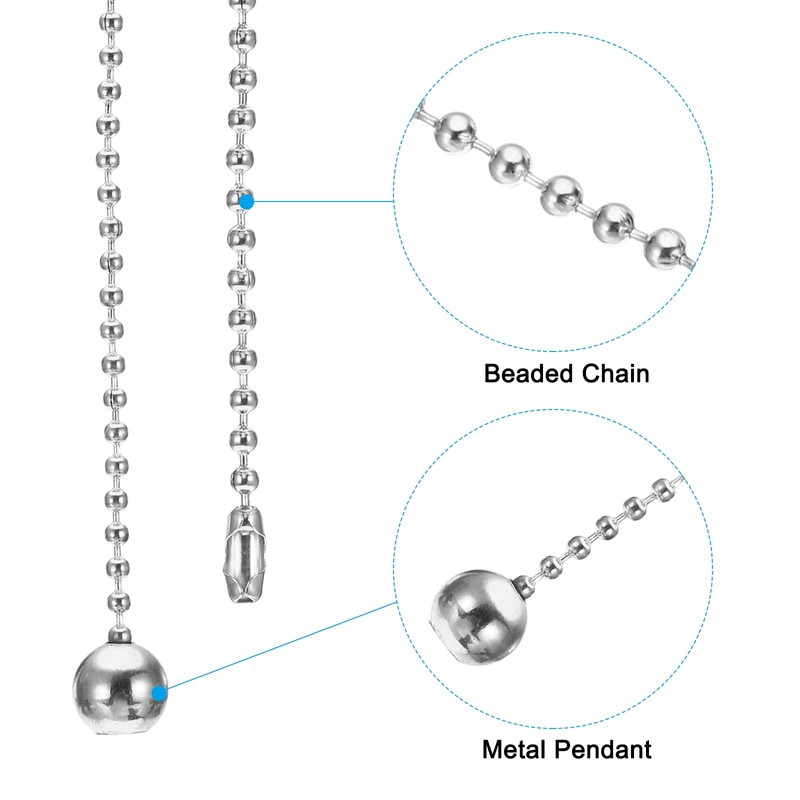 PATIKIL 1M 3.3ft Ceiling Fan Pull Chain, 2 Pcs Beaded