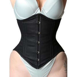 Royals Fashion Heavy Duty Waist Trainer Womens Conical Curvy Corset Underbust Steel Boned Cotton Corset (as1, alpha, xx_s, regular, regular, Black)