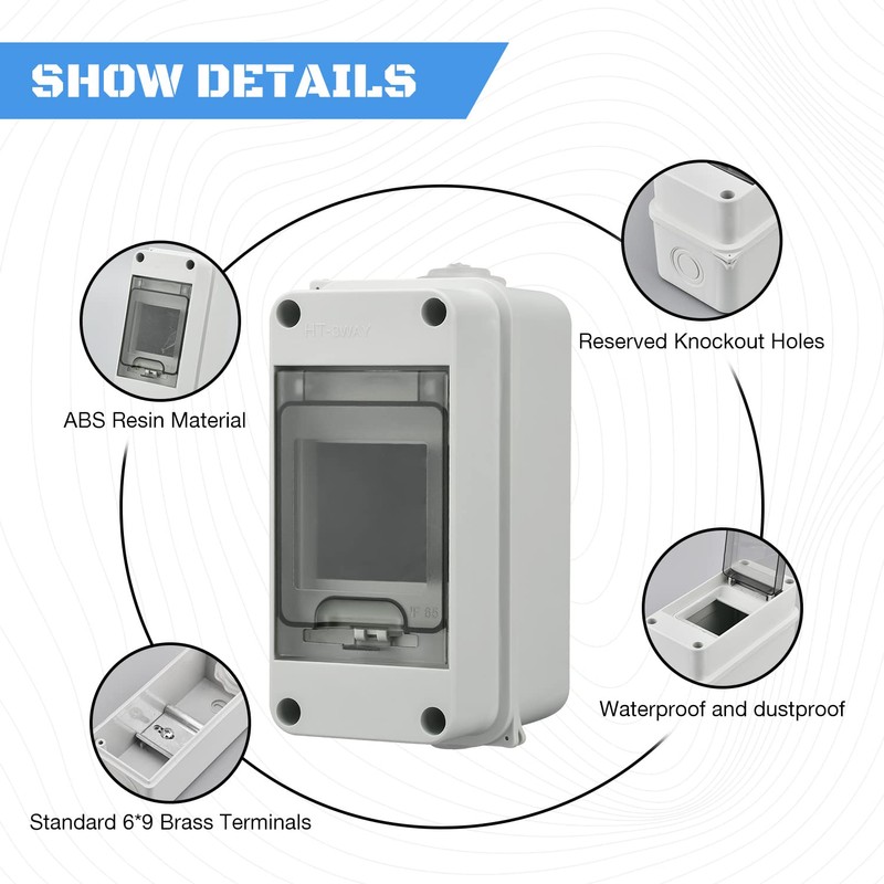 Surface-Mounted Distribution Box DIN Rail 1 Row 3 Modules 72