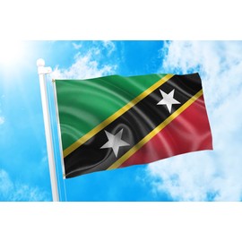 DMSE St. Kitts And Nevis Caribbean Flag 3X5 Ft Foot 100% Polyester 100D Flag UV Resistant (3' x 5' Foot)