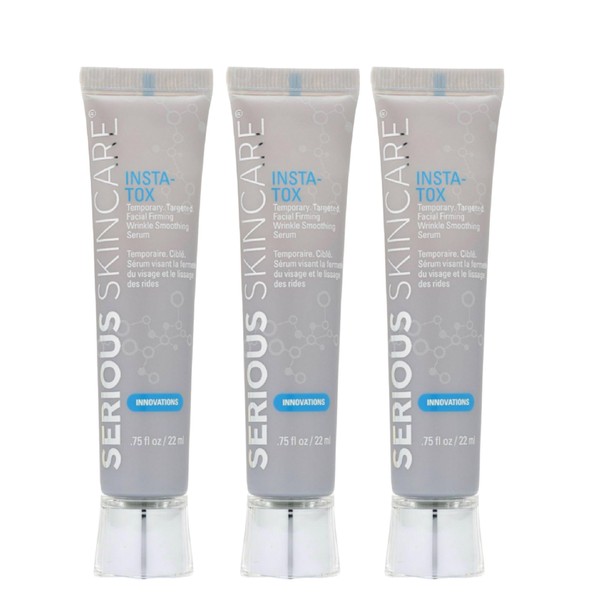 Serious Skincare INSTA-TOX Instant Wrinkle Smoothing Serum TRIO - Improves appearance of Fine Lines & Wrinkles -Temporarily Tightens Skin - Instant Line Filler - Three .75 oz. Tubes (3Pack)