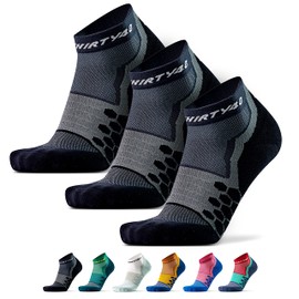 Thirty48 - Calcetines de compresión de corte bajo para hombre y mujer, más compresión donde sea necesario, [3 pares] negro/gris, Small