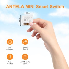 ANTELA Smart Relay Switch WLAN and Bluetooth 1 Channel 16 A, Compatible with Alexa Google Home, Smart Life App, No Hub Required, 2 Pieces