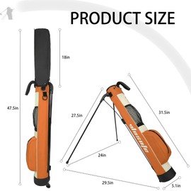 Golf Stand Bag Lightweight Small Golf Bag with Dual Strap Easy Carry 2 Way Dividers Multiple Pockets Golf Gun Bag with 2 Golf Wood Head Covers (Orange)