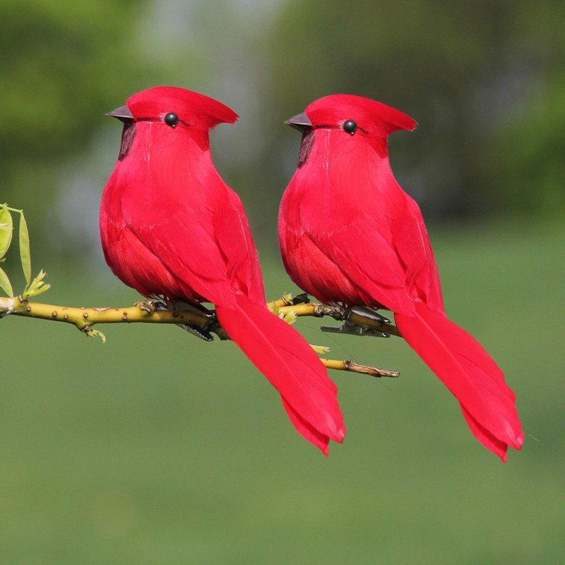 10Pcs Red Foam Handmade Artificial Simulated Bird Yard Lawn Garden
