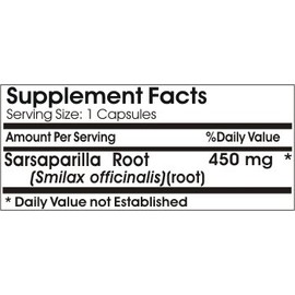Sarsaparilla Root 450mg // 100 Capsules // Pure // by PureControl Supplements