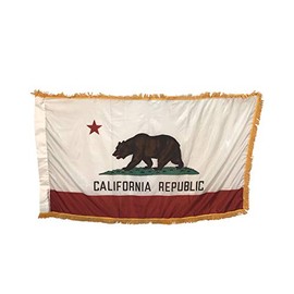 3x5' California Indoor Flag with Pole Hem and Gold Ornamental Fringe