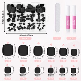 MELLIEX Pack of 120 False Toenails Kit, French Artificial Matt Toenails for Sticking, Full Cover Toe Nails Tips for Women with Glue and Nail File, Black