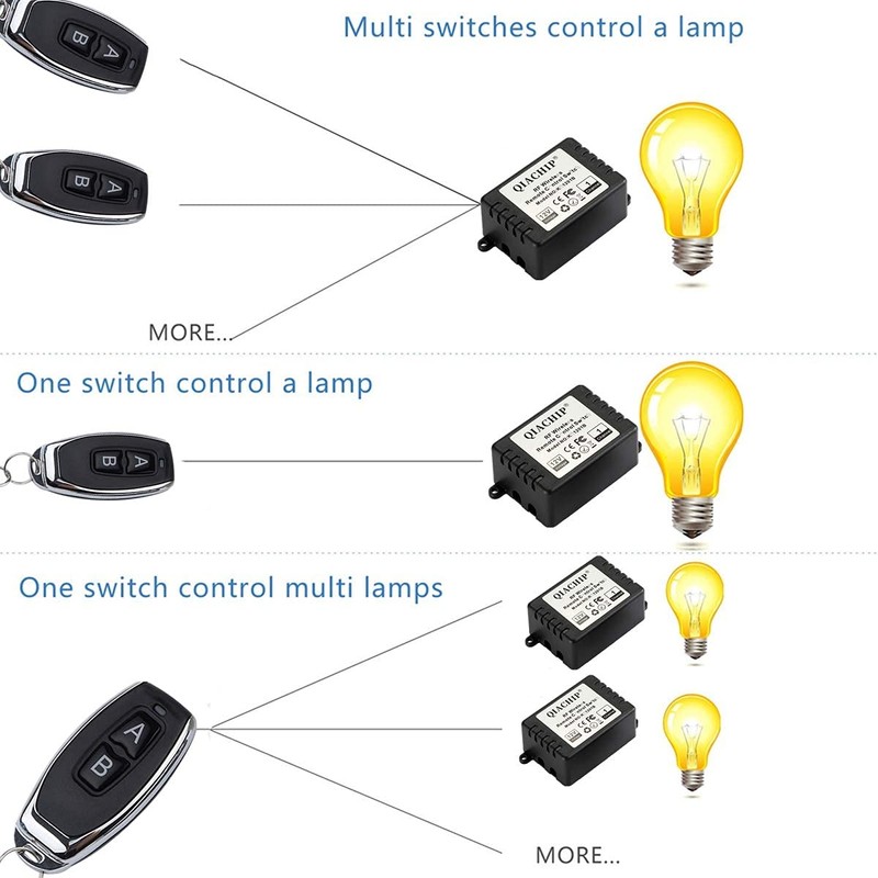 QIACHIP DC 12V 1CH 433Mhz RF Wireless Relay Remote Control
