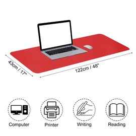PATIKIL Large Desk Mat, 48"x17" Non-Slip Waterproof PU Leather Desk Pad, Dual Sided Desktop Protector Cover for Office Home Work Study, Dark Red