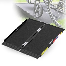 Support Way 1.9FT Portable Wheelchair Ramp with Quick-Lock, Black Seamless Non-Slip Aluminum Folding Handicap Ramp,Threshold Ramp for Doorways, Wheel Chair Ramp for Home Steps