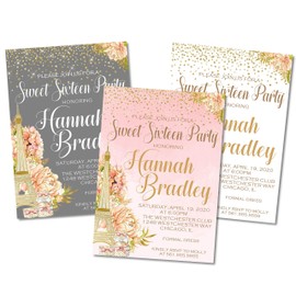 Paris Sweet 16 Birthday Party Invitations With Envelopes