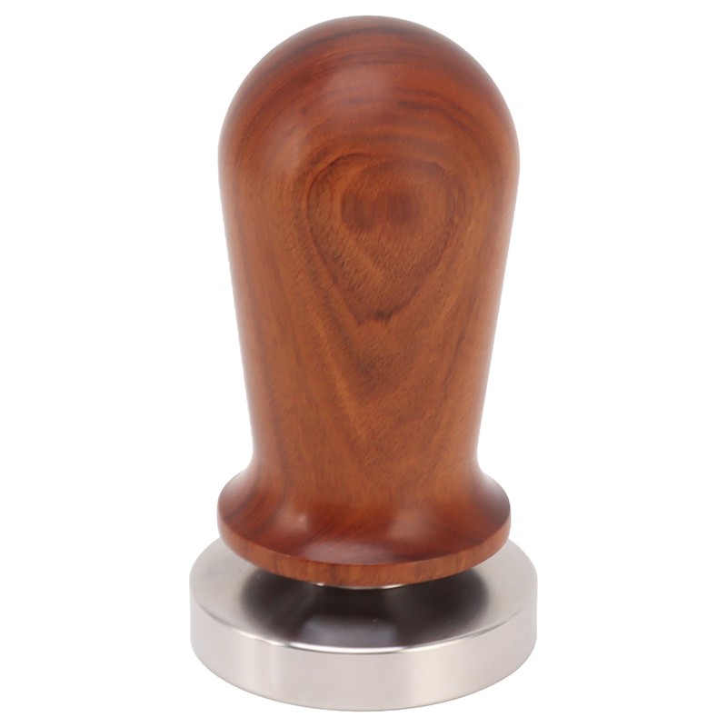 Coffee Tamper with Flat Stainless Steel Base Wooden Handle Coffee
