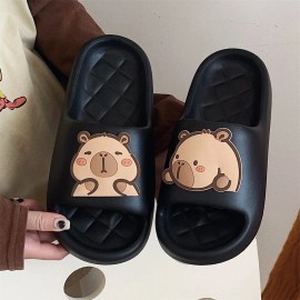 XIXITIAO Viral Capybara Slides for Men&Women Cute Animal Slippers Non-Slip Quick Dry Summer Shower Shoes Novelty Open Toe SlidesColor: Black, EUR Size: 4243 (9 Women/8 Men)