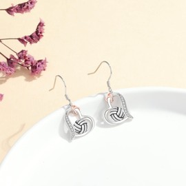 ONEFINITY Volleyball Earrings 925 Sterling Silver Heart Dangle Sport Drop Jewellery Gifts for Women Girls, Sterling Silver