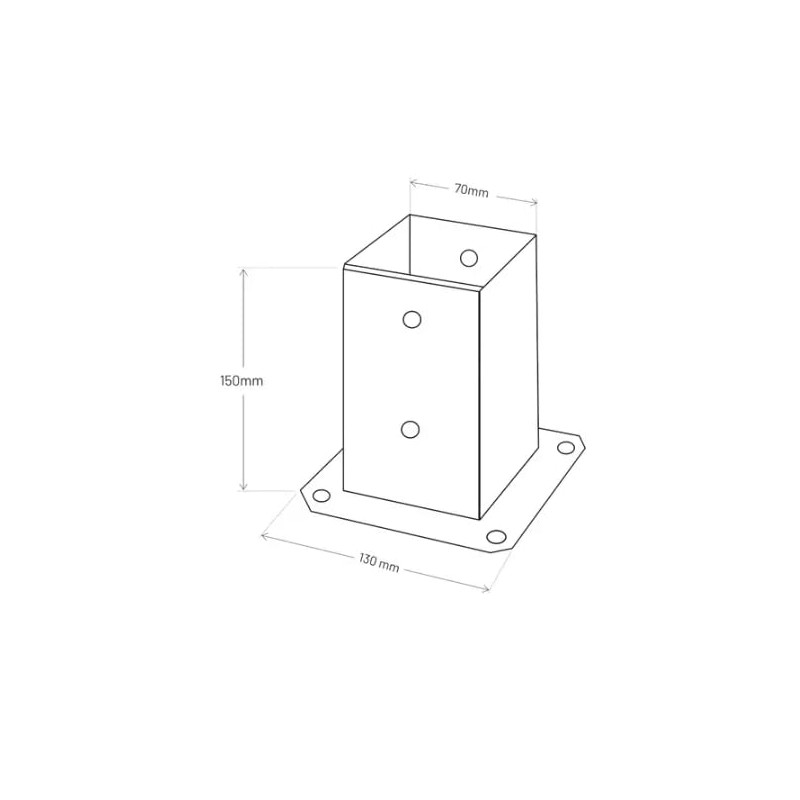 Galvanised Steel Post Support Base, 70 mm x 70 mm